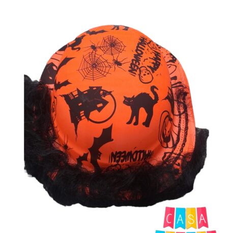Sombrero Bombin Halloween c/pelo Trigger x1