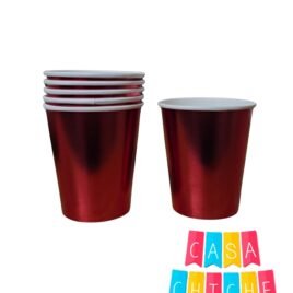 VASOS PAPEL METAL ROJO X 6