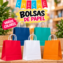 BOLSAS COLOR MANIJA PAPEL 14X20